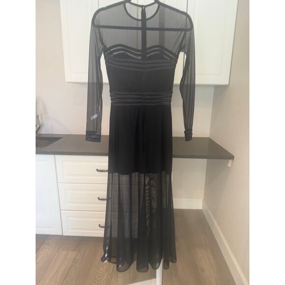 TADASHI stunning sheer black body con dress Size S gown cocktail formal holiday - Picture 11 of 13